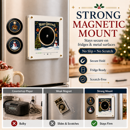 🎄 Retro Christmas Vinyl Fridge Music Magnet Player with 9 NFC Discs 🎶