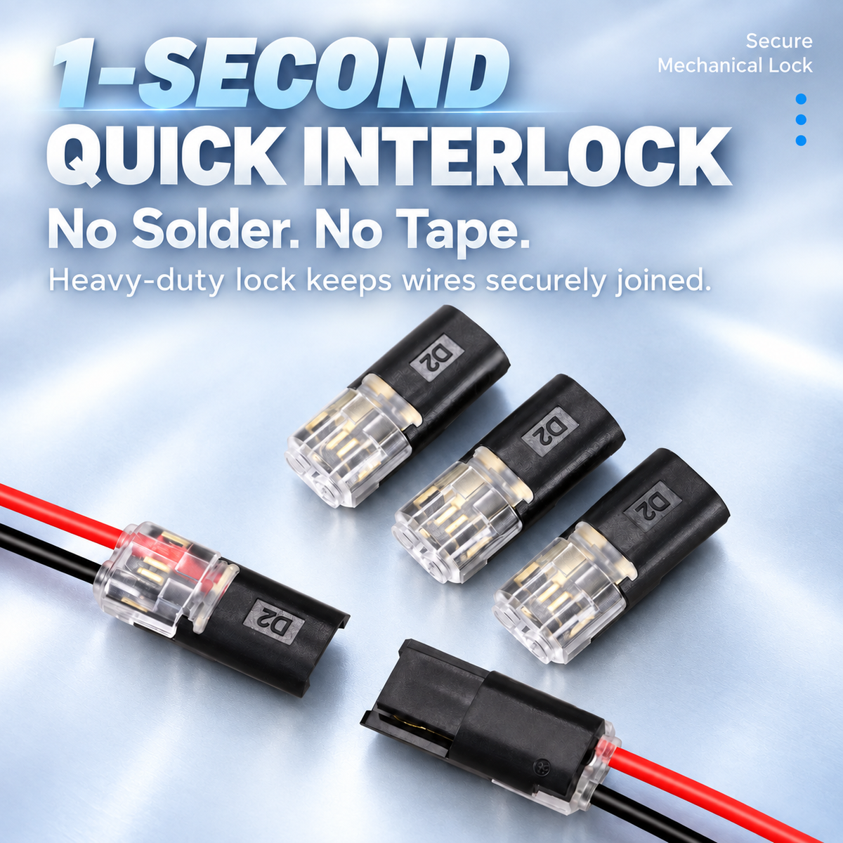 Pro-Grade Tool-Free Quick Wire Connectors (50 PCS) – No-Strip, Fire-Resistant & Secure Splice Terminals for Automotive & DIY