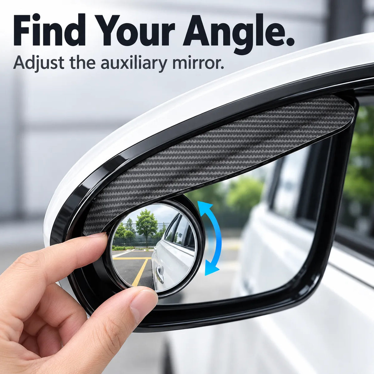 🚗 2-in-1 Side Mirror Rain Visors with Adjustable Blind Spot Mirrors – Carbon Fiber Look