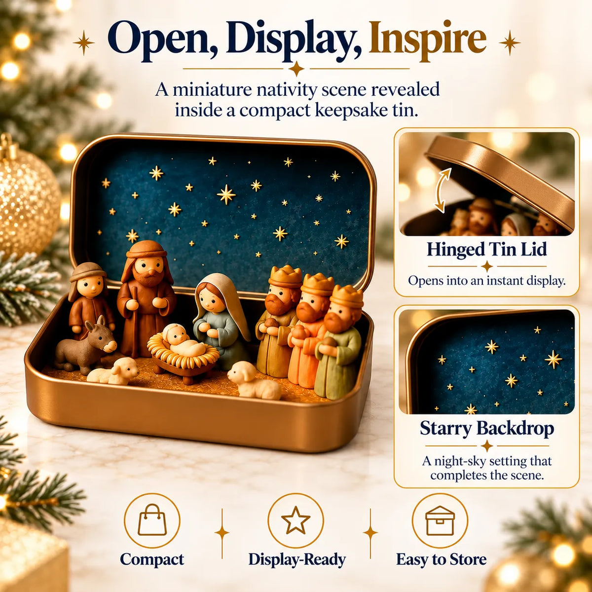 🎄 Mini Christmas Nativity Scene in a Tin – Meaningful Holiday Keepsake Gift
