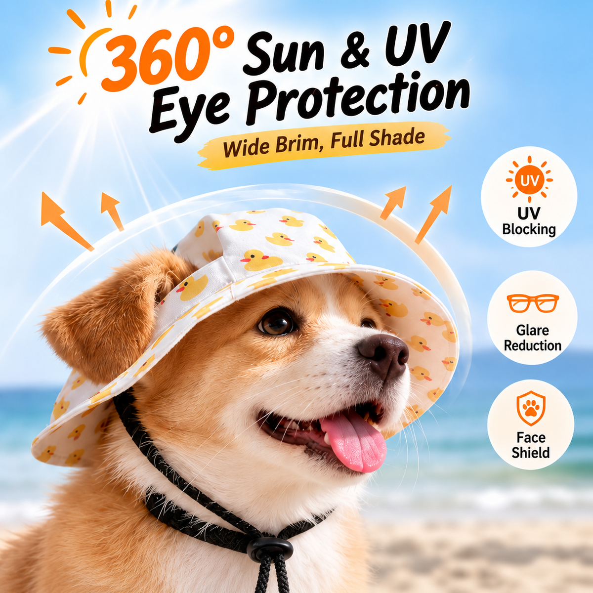 ☀️ Cute Pet Sun Hat with Ear Holes - Adjustable Cap for Dogs & Cats 🐾