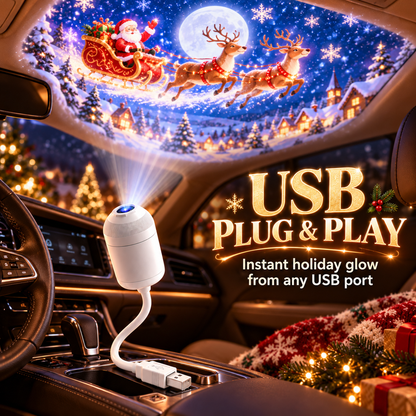 🎅 USB Christmas Atmosphere Projection Night Light for Car & Room