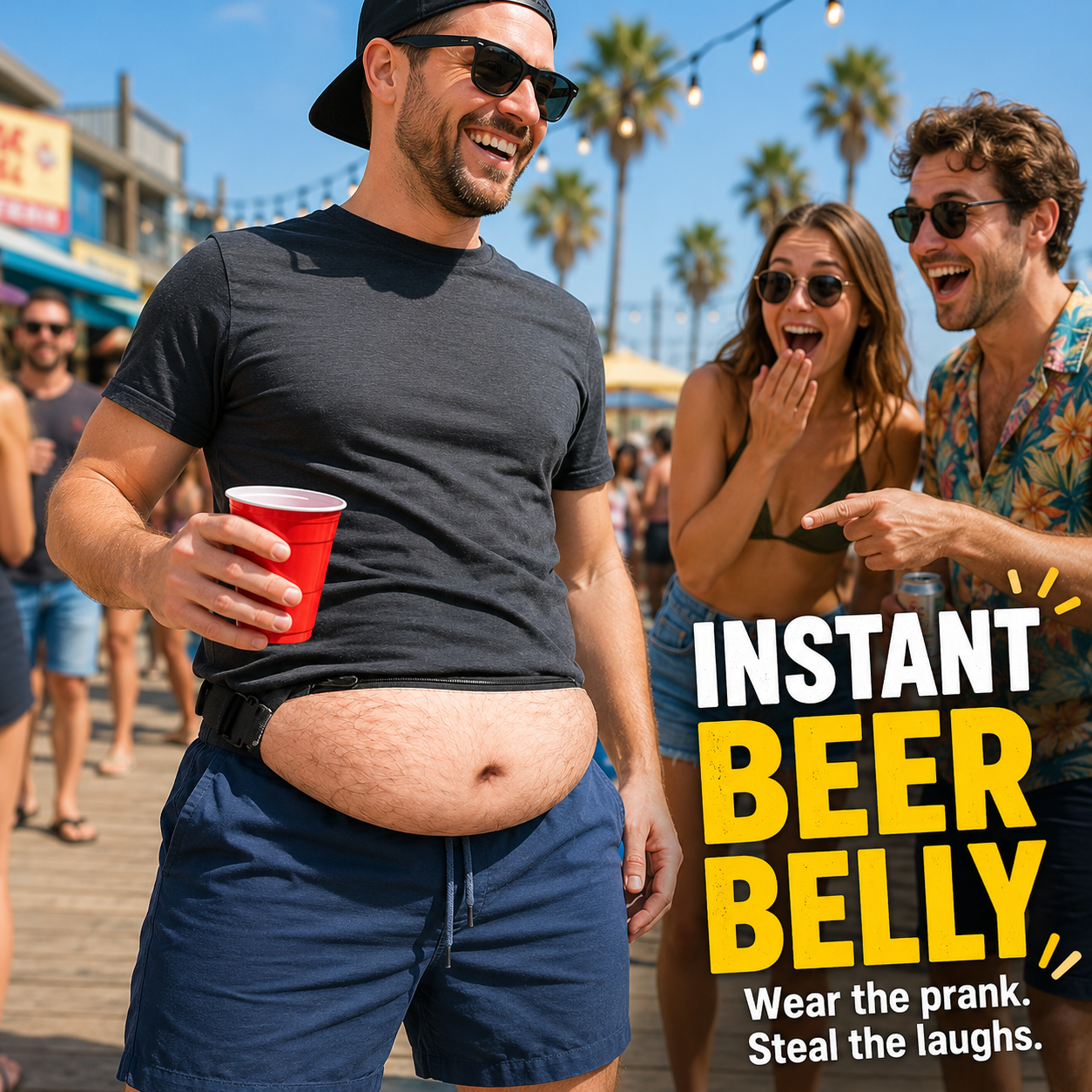 😂 Fake Beer Belly Fanny Pack - Hilarious Dad Bod Waist Bag for Pranks & Parties 🍻
