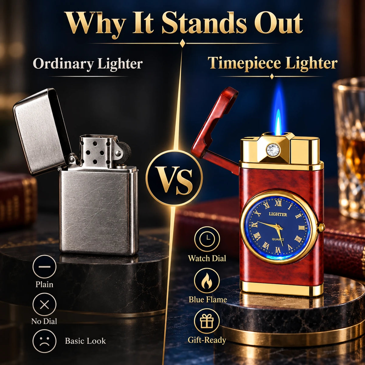 Adjustable, rechargeable, portable outdoor windproof blue flame lighter
