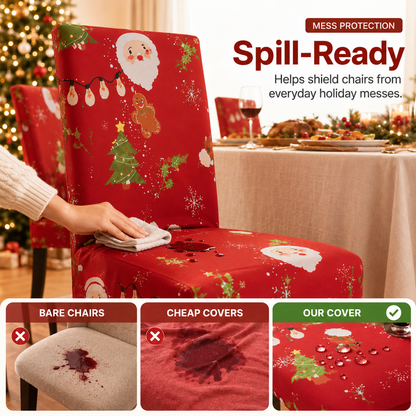 🎄 Elastic Christmas Dining Chair Cover – Soft, Washable & Festive Slipcover 🎅