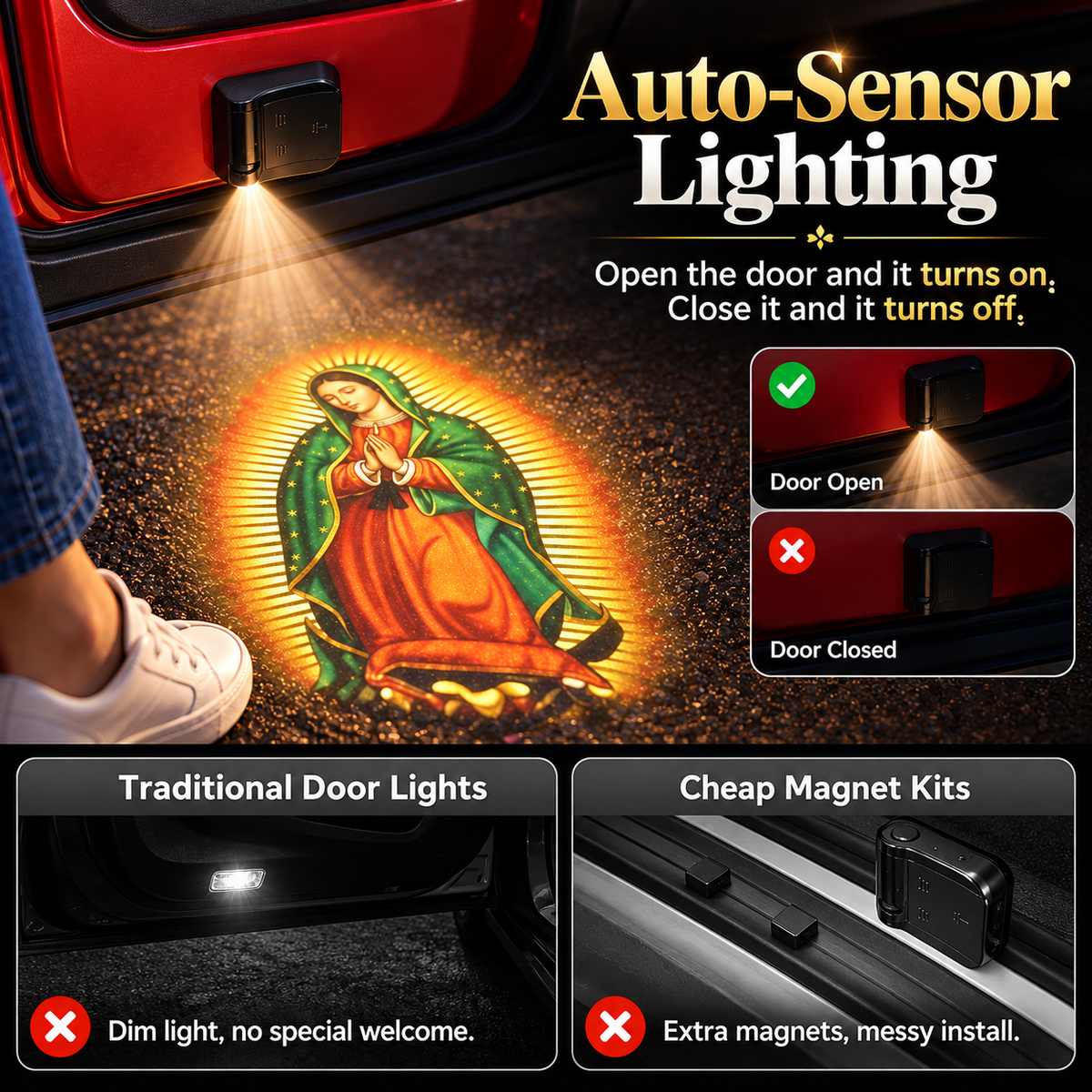 Our Lady of Guadalupe Car Door LED Logo Projector Lights🚗