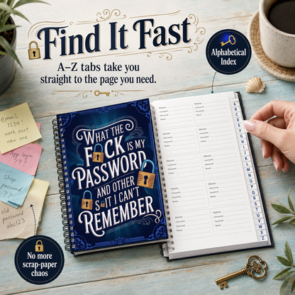🔑 Humorous Spiral Password Book - Never Forget Logins Again!