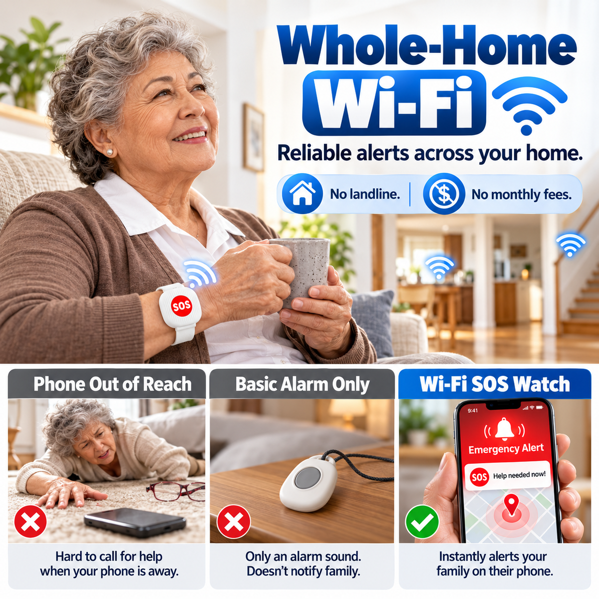 Smart WiFi SOS Emergency Button & Panic Alarm Watch🚨