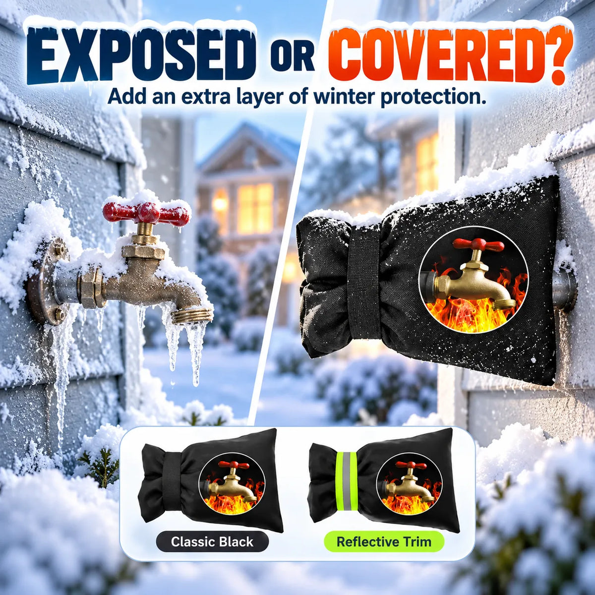 ❄️ Winter Outdoor Faucet Covers – Insulated Freeze Protection 🛡️