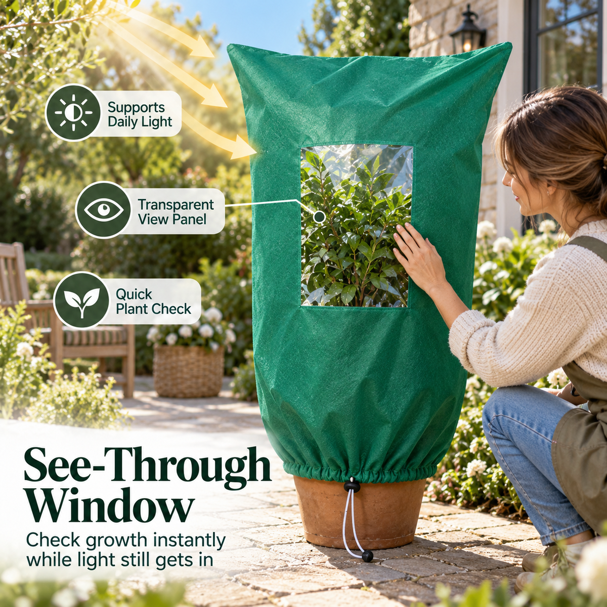Winter Frost Protection Plant Cover with Zipper & Clear Window ❄️🌿