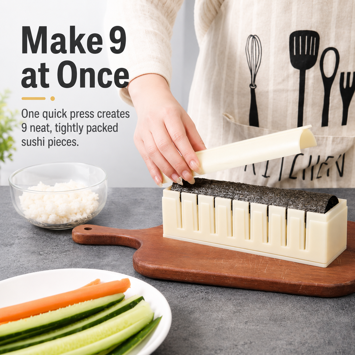 DIY Sushi Maker Kit - Quick 9-Piece Mold & Easy Cutter Tool 🍣
