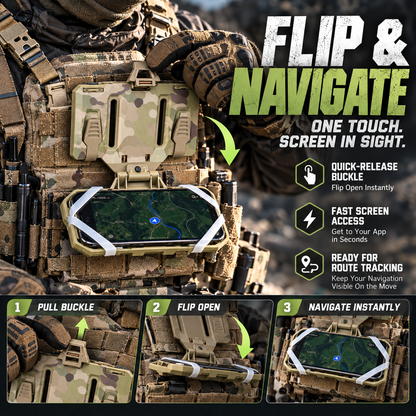 🛡️ Tactical MOLLE Foldable Navigation Board & Chest Phone Mount
