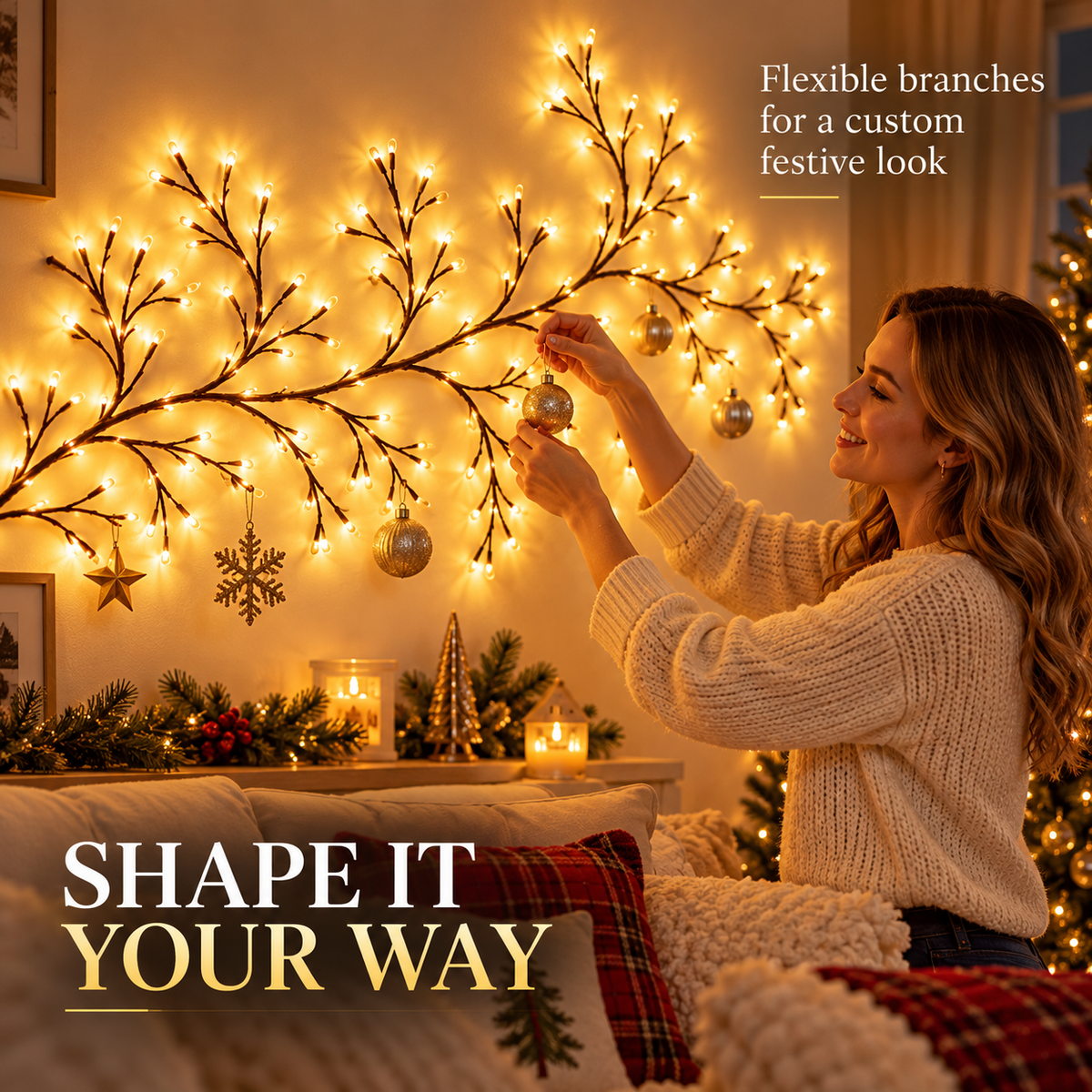 Warm Glow Simulation Willow Vine String Light 💡