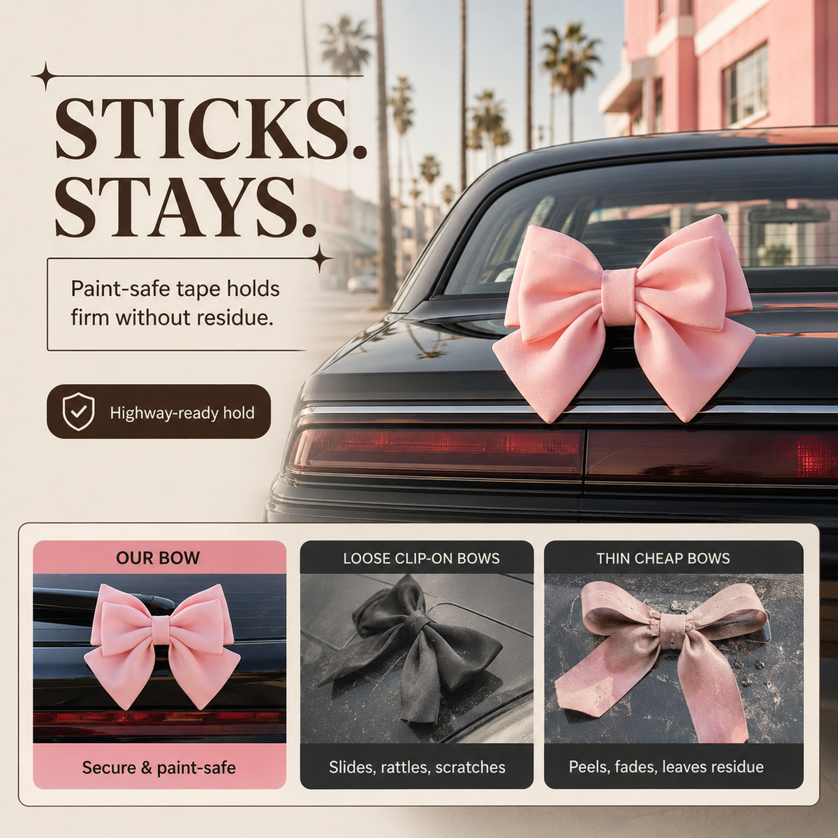 🎀 3D Plush Bow Car Exterior Decor
