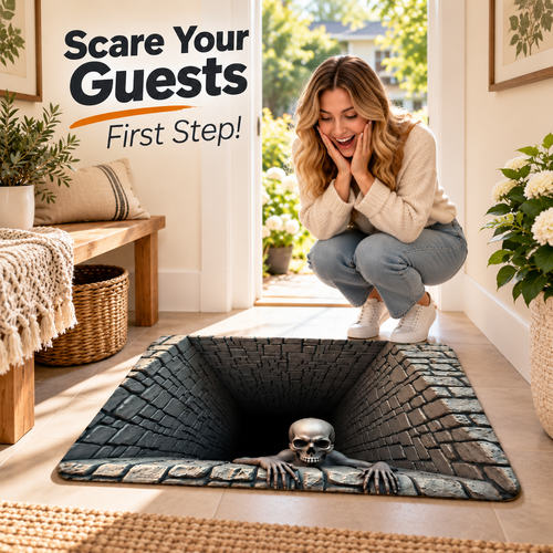 Optical Illusion Vortex & Trapdoor Doormat – Non-Slip Flannel Floor Mat 🌀