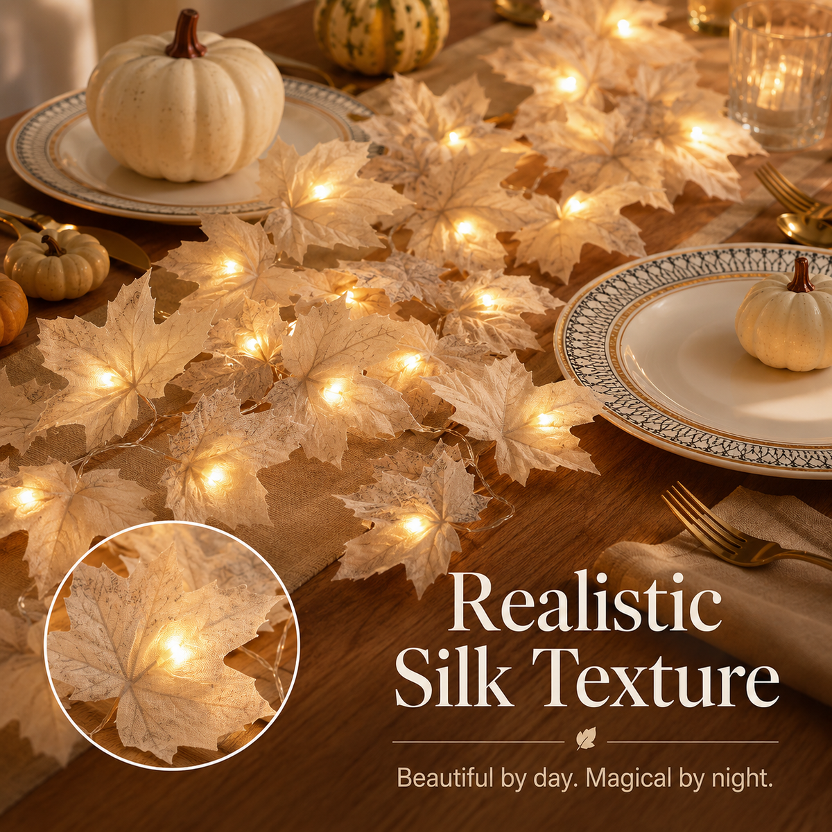🍂 Instant Cozy Vibes Autumn Warm Maple Leaf LED String Lights