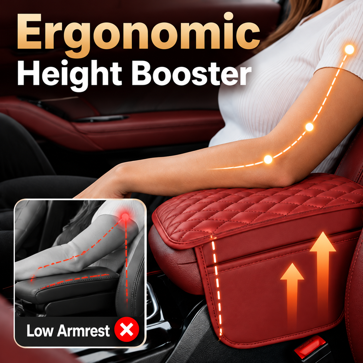 Ergonomic Car Armrest Cushion & Side Storage Organizer🚗
