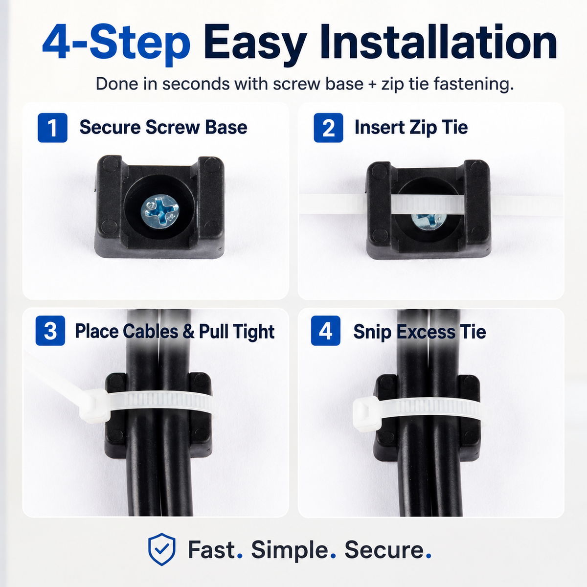 🧲 Heavy-Duty Magnetic Cable Mounts with Zip Tie Base
