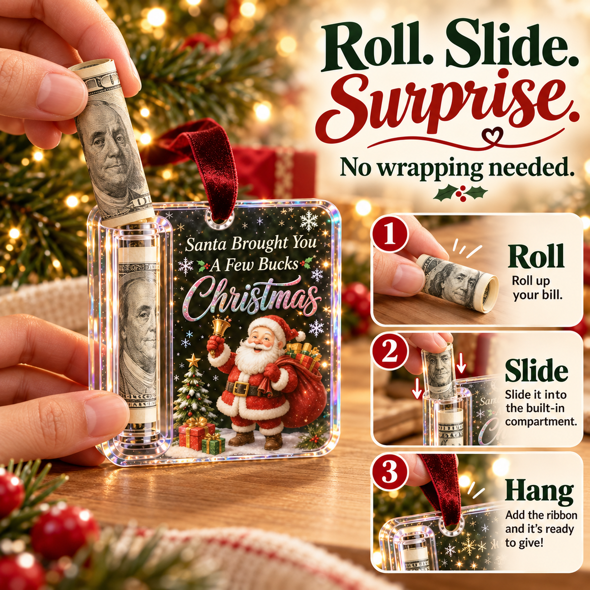 🔥🎄Christmas Cash Gift Ornament- Make Cash Feel Like A Real Christmas Gift💵