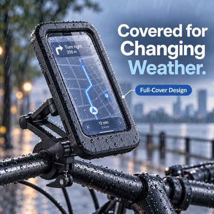 🚴 Rainproof Bike Phone Holder with Touchscreen Case & Adjustable Handlebar Mount 🌦️