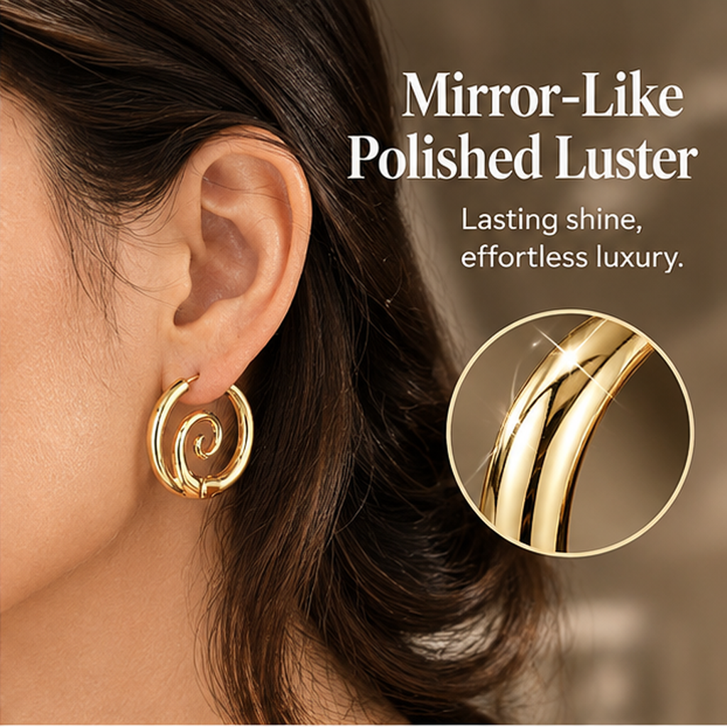 Chic Gold Spiral Huggie Hoops | Whimsical Fall Aesthetic Statement Earrings💫