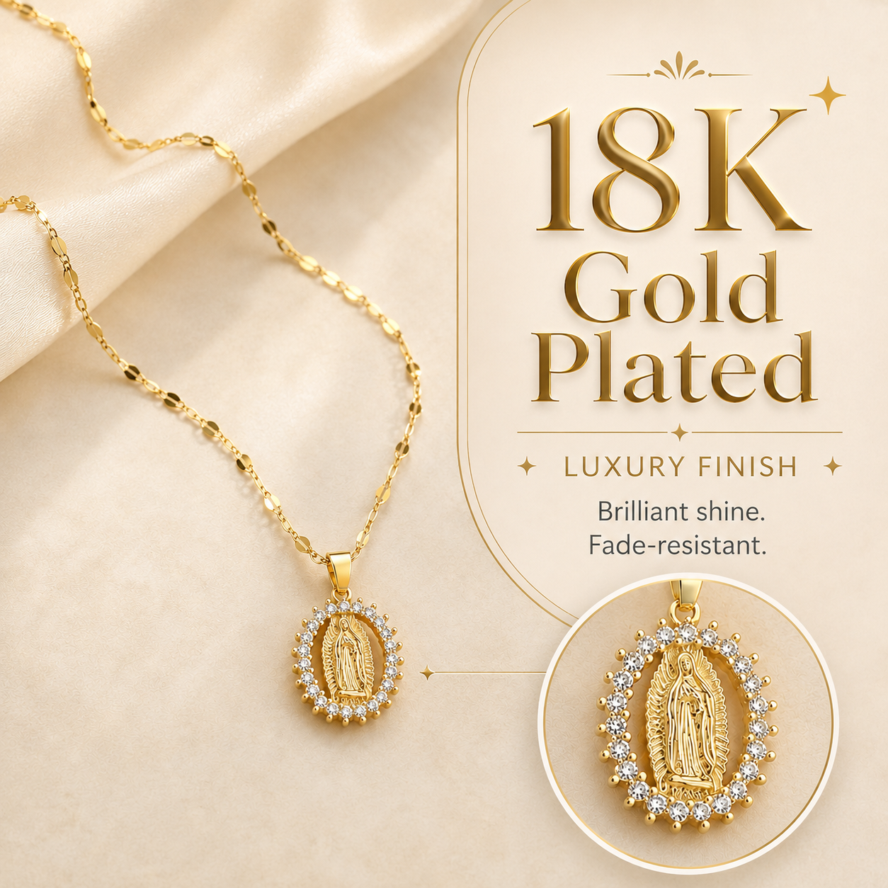 💖Gold Virgin Mary Faith Medallion Necklace