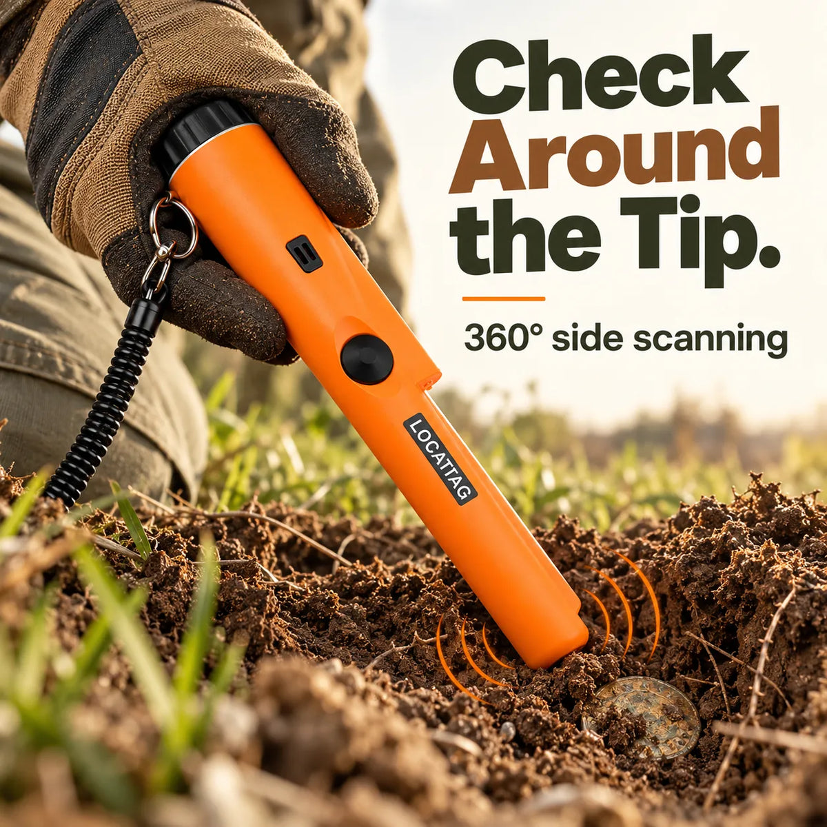 🔎 Handheld Metal Detector Pinpointer – 360° Scanning, Sound & Vibration Alerts + LED Light