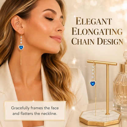 ✨ Shimmering Crystal Heart Threader Earrings
