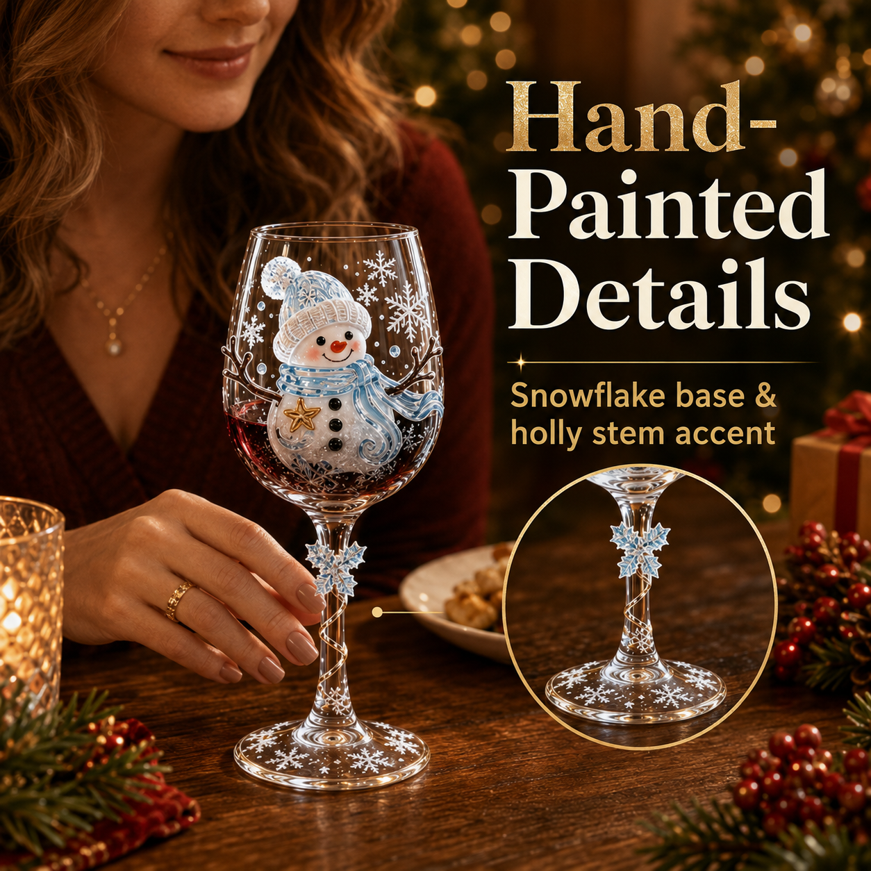 🎨 Deluxe  Sculpted Christmas Wine Glass Set (6-Piece) — Luxury Gift Box
