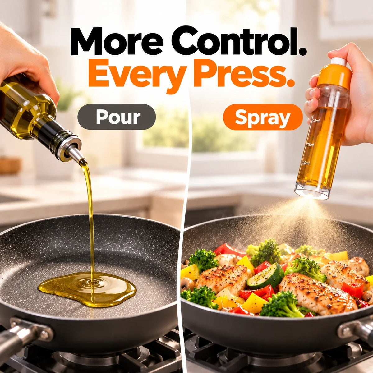 Press-to-Spray Kitchen Bottle 🧴 Even Oil & Vinegar