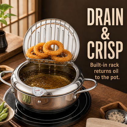 Stainless Steel Deep Fryer with Oil Filter and Thermometer 🌡️