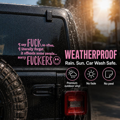 😈 Funny Pink Vinyl Car Decals - Sarcastic Quote Bumper Stickers
