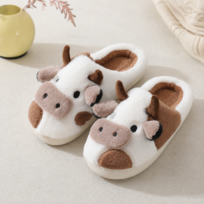 🐮 Cute Fluffy Cow Slippers | Your Daily Dose of Cozy & Smiles! ✨