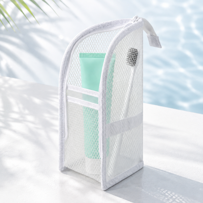 💧 Waterproof Upright Cosmetic Pouch with Crystal-Clear Mesh