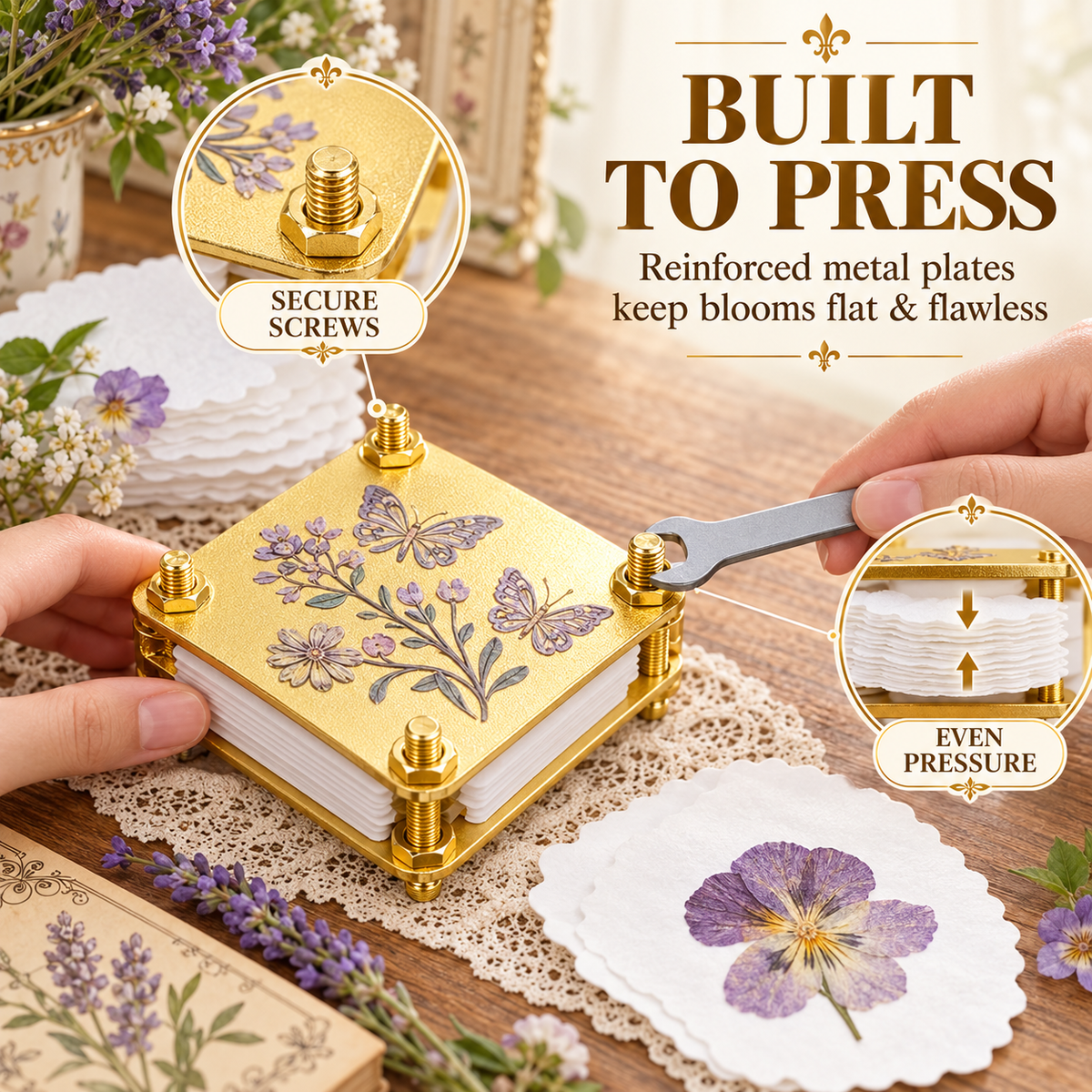 🌸 Micro Metal Flower Press Kit – Portable Botanical Art Press