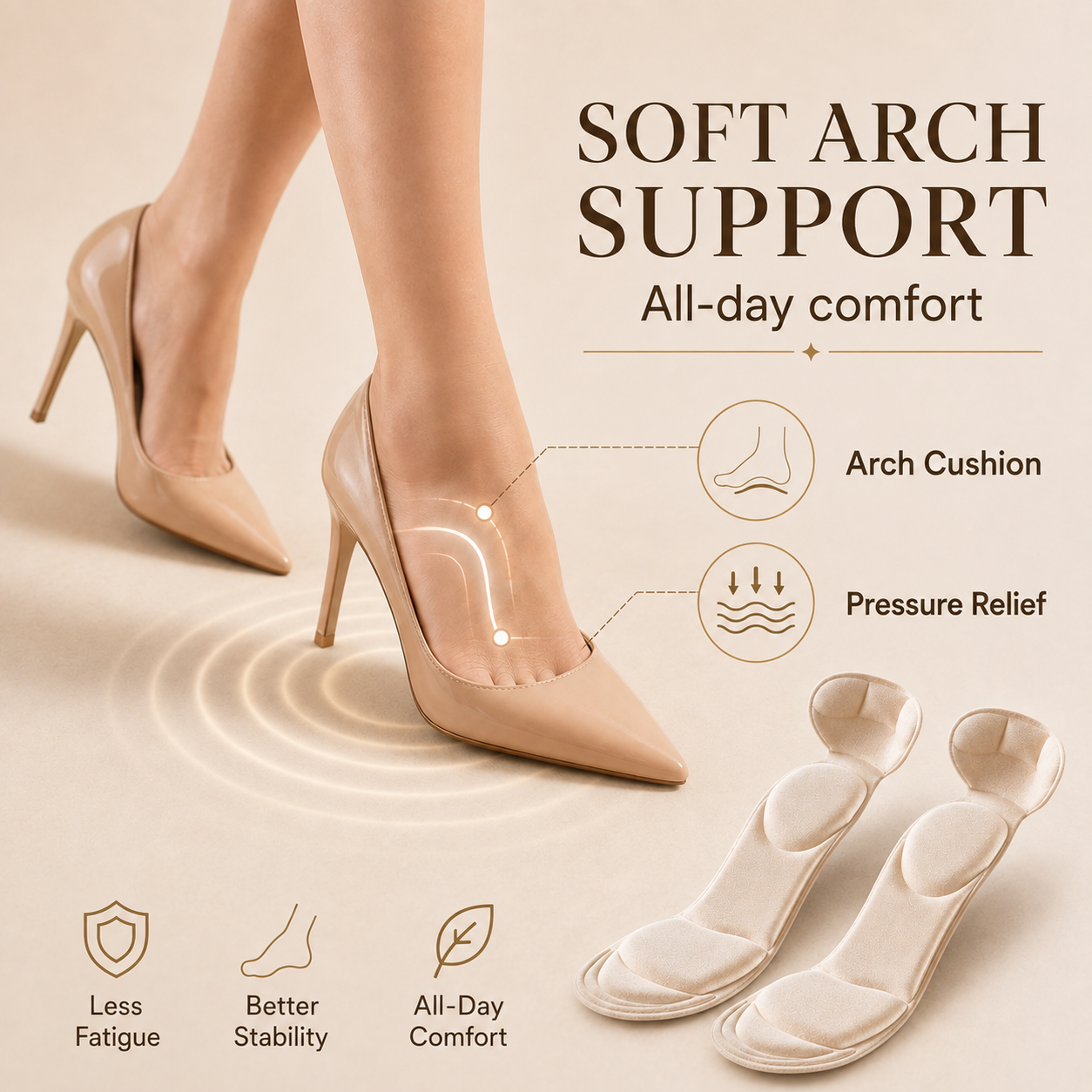 👠 Say Goodbye to Shoe Pain: 2-in-1 Heel Cushion & Insole Pads(Set of 2)