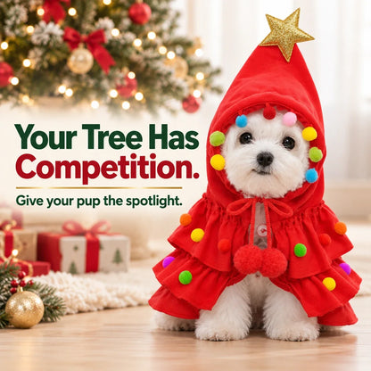 Christmas Dog Cape 🎄 Festive Tree Costume for Holiday Photos