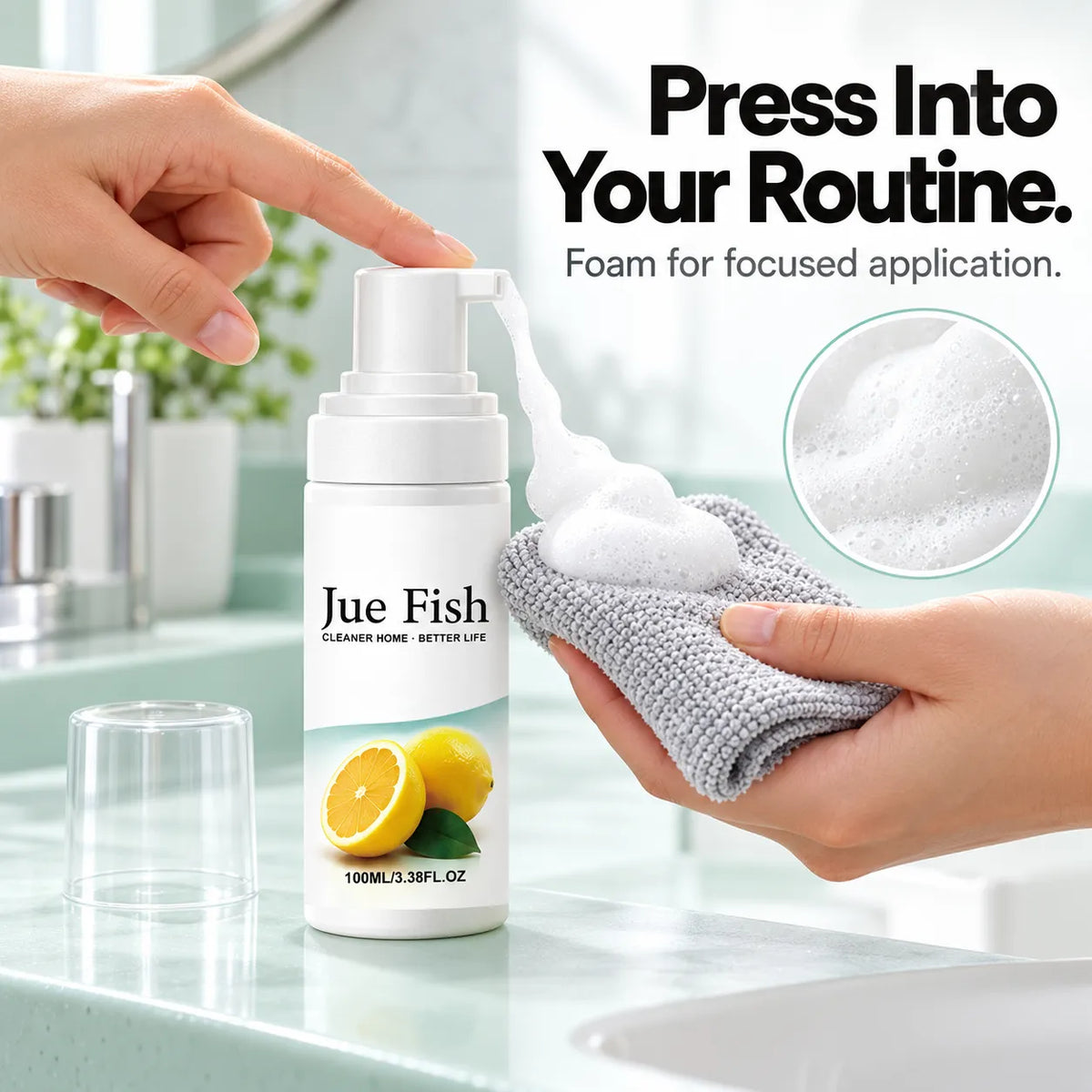 🍋 Jue Fish Multi-Surface Foaming Cleaner — Lemon-Scented Spot Cleaning for Home & Car ✨