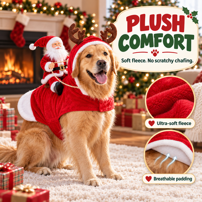 🎅 Christmas Dog Riding Santa Outfit - Funny Holiday Pet Apparel 🎁