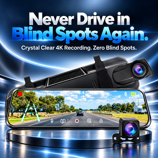 🚗  Full Touch Screen Smart Rearview Dashcam with WiFi & Night Vision
