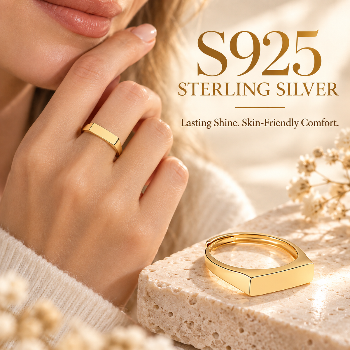 INS Minimalist Light Projection Ring with Custom Love Message ✨