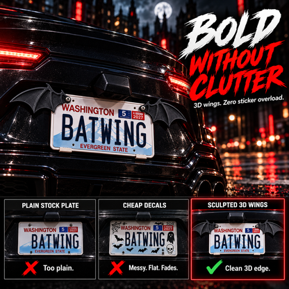 🦇 3D Bat Wing License Plate Decorations – Gothic Car Accessories