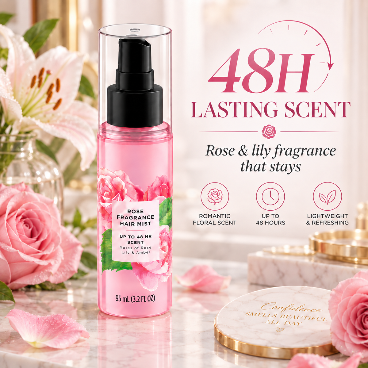 🌸48H Long-Lasting Rose Fragrance Hair Mist 🌹