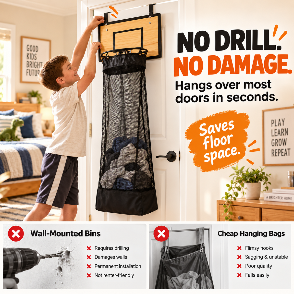 🏀 Slam Dunk Laundry Hamper: Turn Messy Rooms Into Fun!