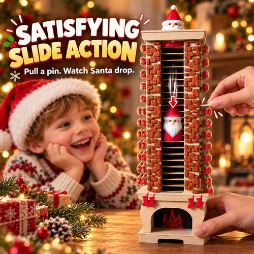 🎄 Wooden Santa Chimney Countdown Calendar & Gift