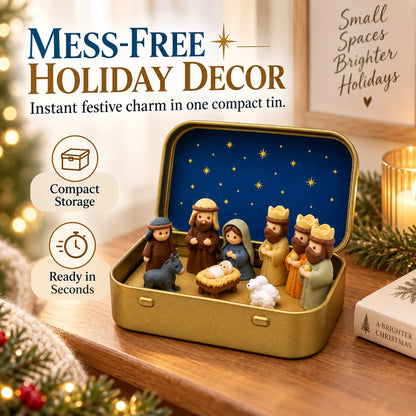 Mini Christmas Nativity Set in a Tin Box 🎄