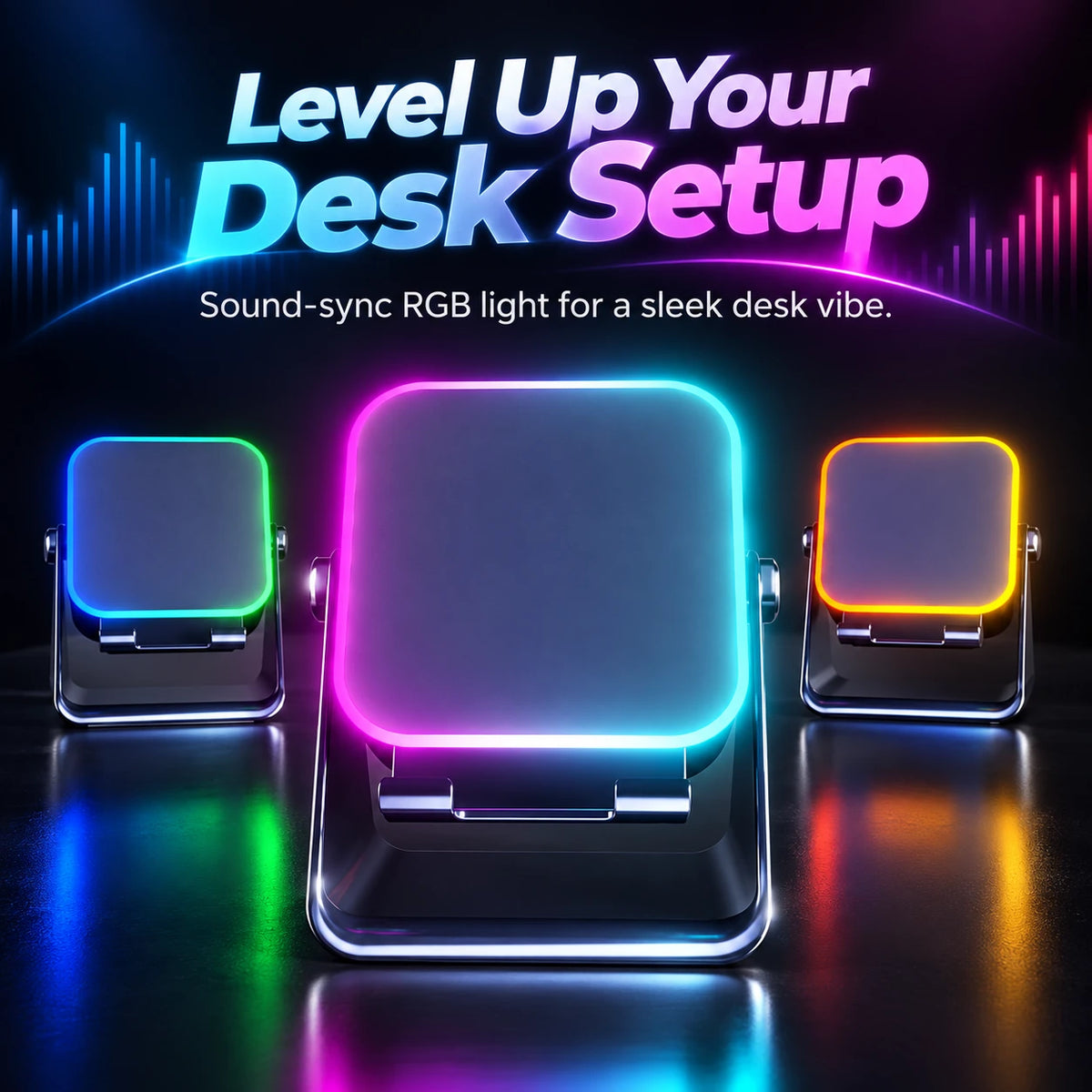 RGB Sound-Sync Ambient Light & Wireless Phone Stand 🎧✨