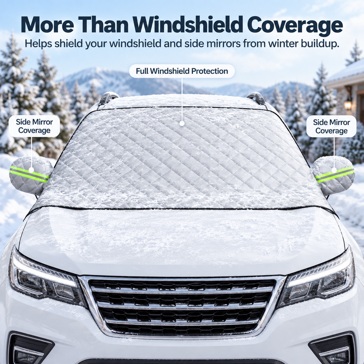 ❄️ All-Weather Quilted Windshield Snow and Ice Protector with Mirror