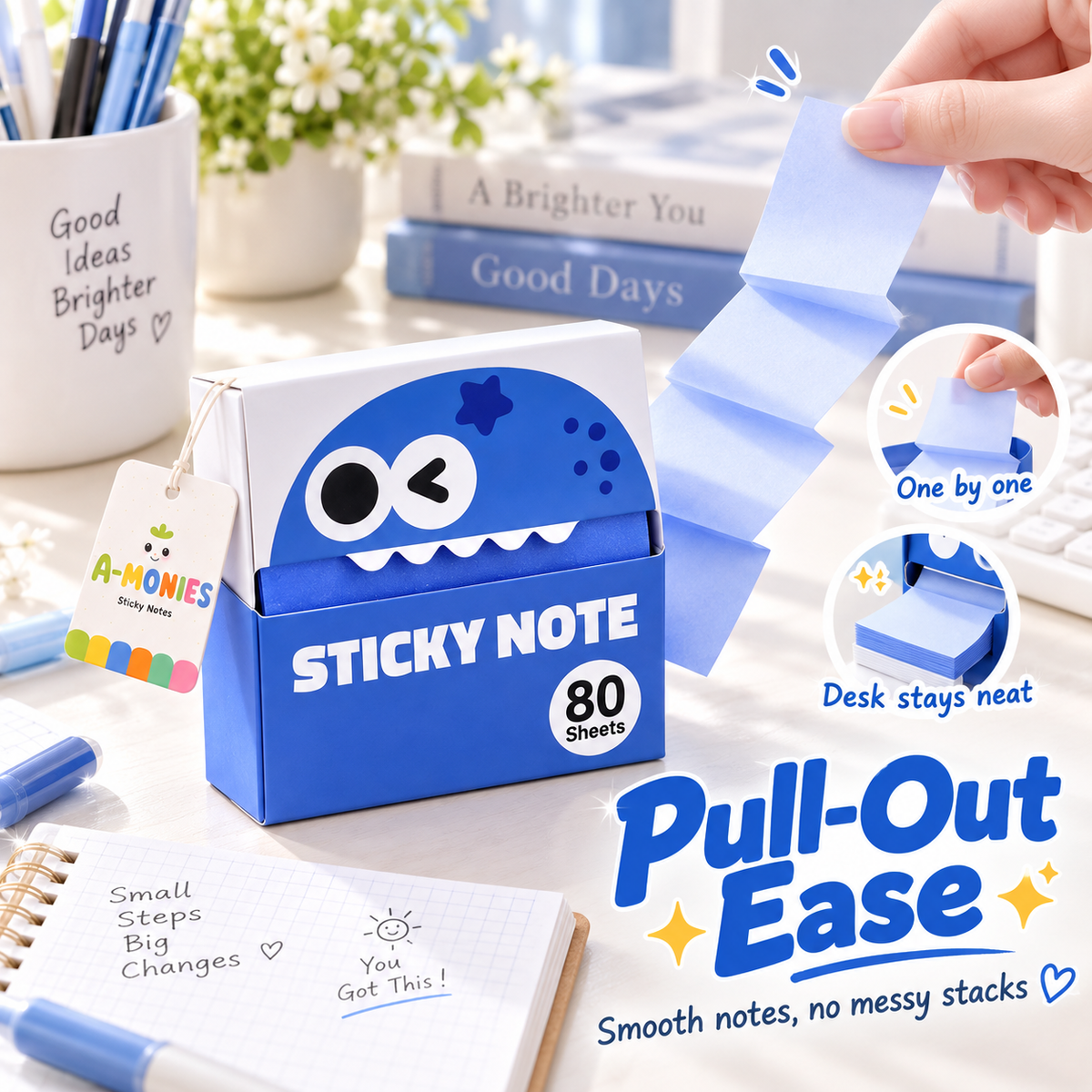 ✨ Glitter Transparent Pull-Out Sticky Notes & Aesthetic Memo Pads