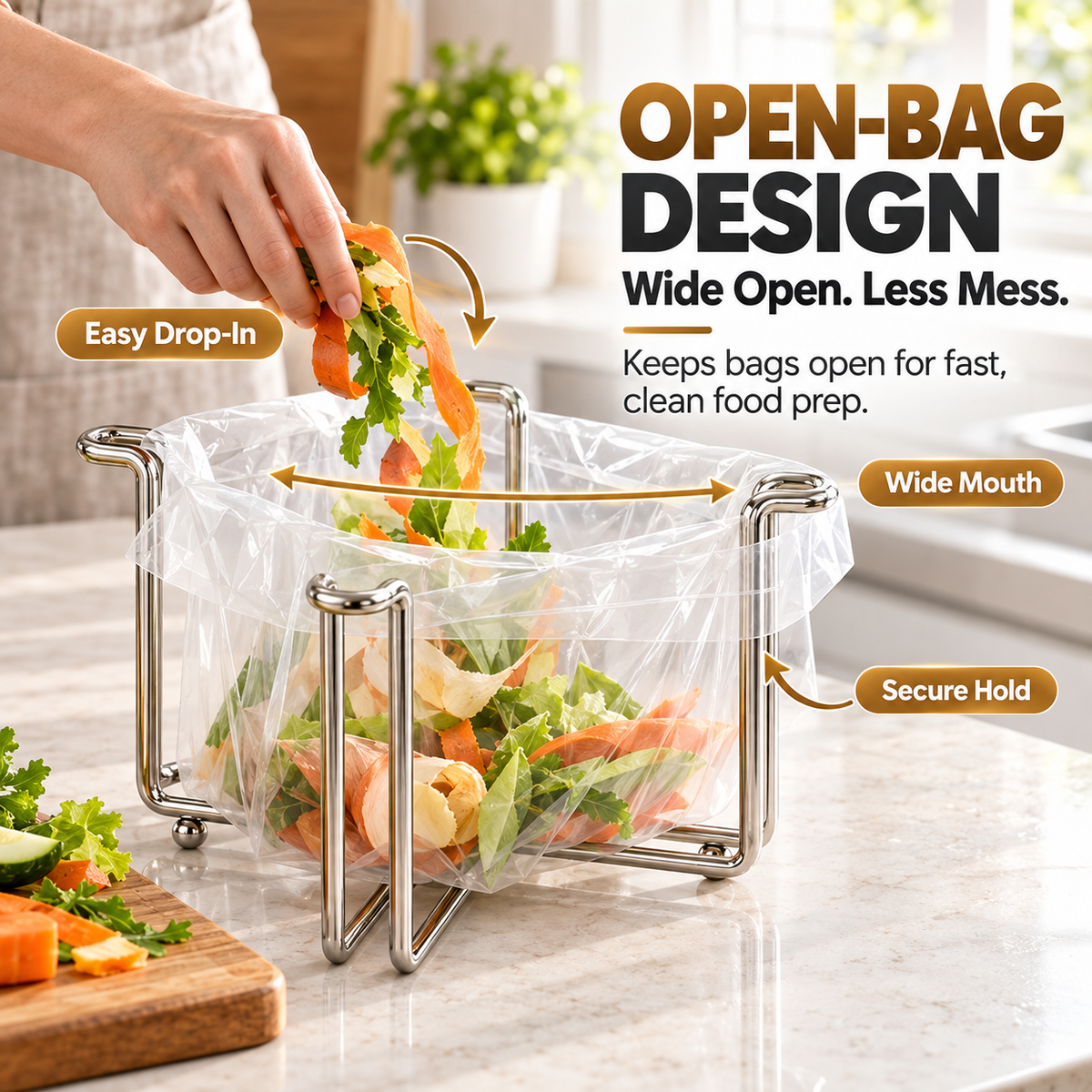 ✨ The Ultimate Foldable 304 Stainless Steel Trash Bag Holder